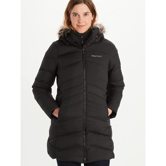 MarmotWomen's Montreal Hooded Faux-Fur-Trim Coat Size XS Black MSRP $285